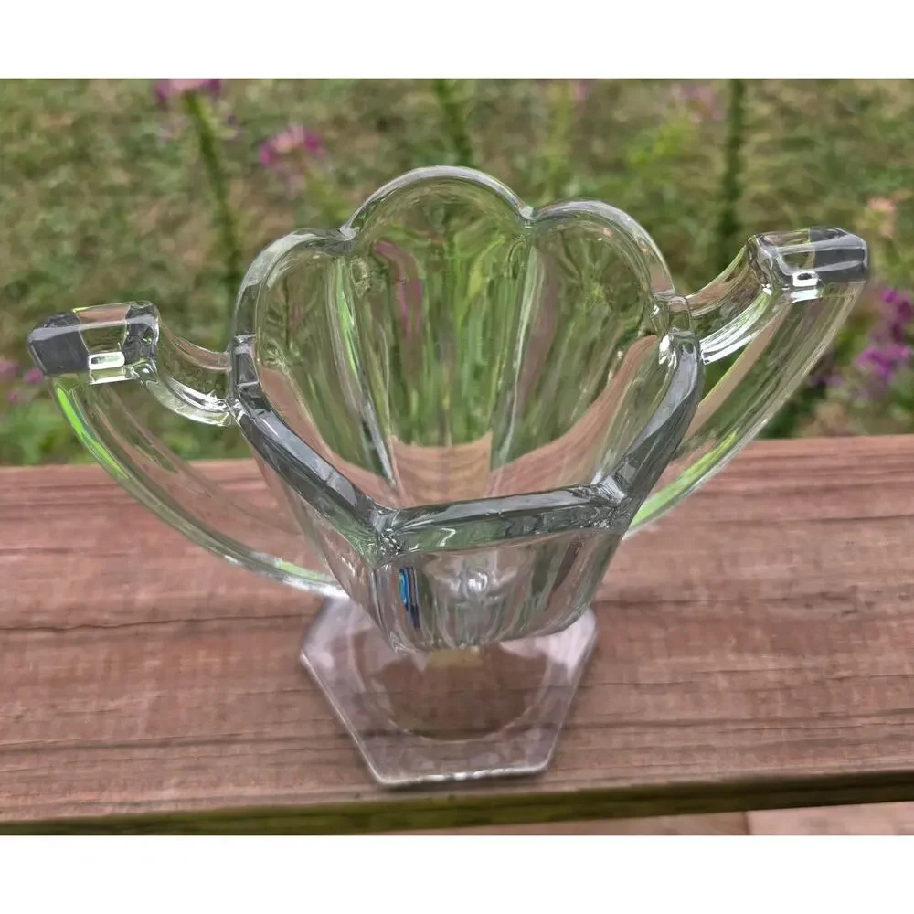 Vintage Art Deco pressed clear glass celery trophy vase